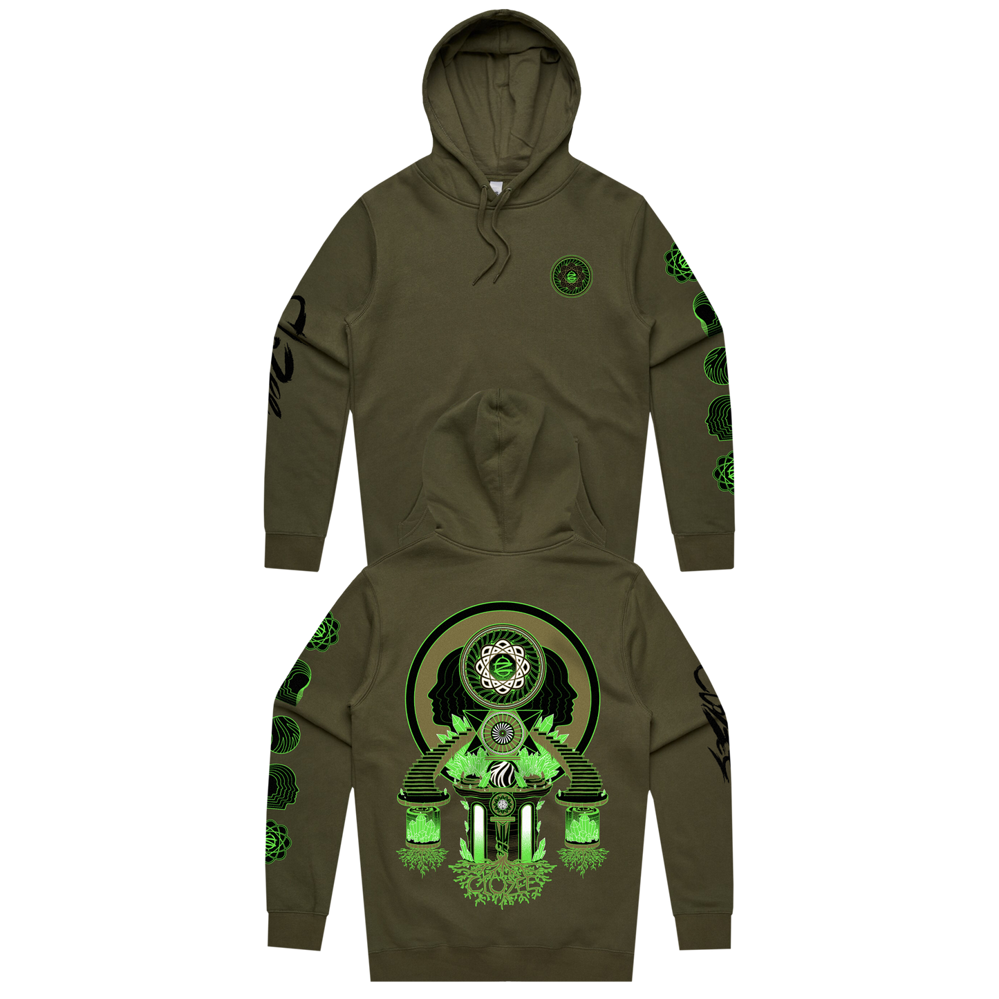 Green Earth Pullover Hoodie - Army Green