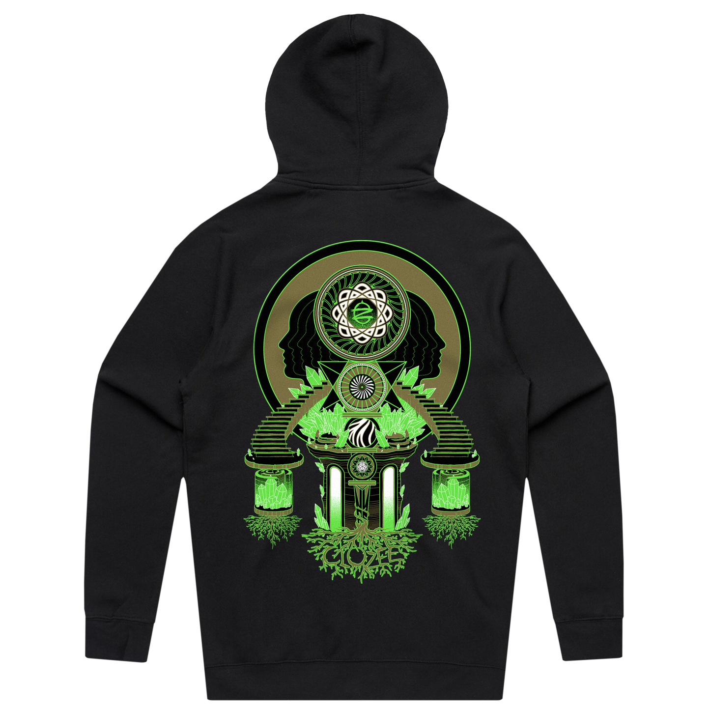 CloZee - Green Earth Zip Up Hoodie - Black