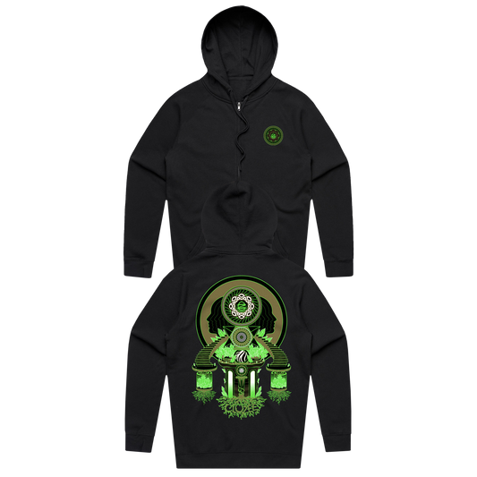 CloZee - Green Earth Zip Up Hoodie - Black